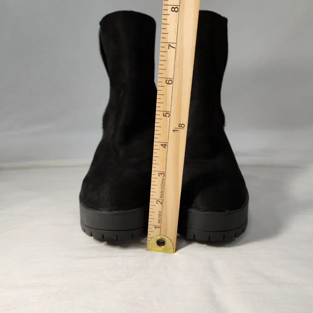 FRENCH CONNECTION Black Jasmine Lug Sole Vegan Side Zip Booties Size 8 LIKE NEW! - Picture 15 of 16